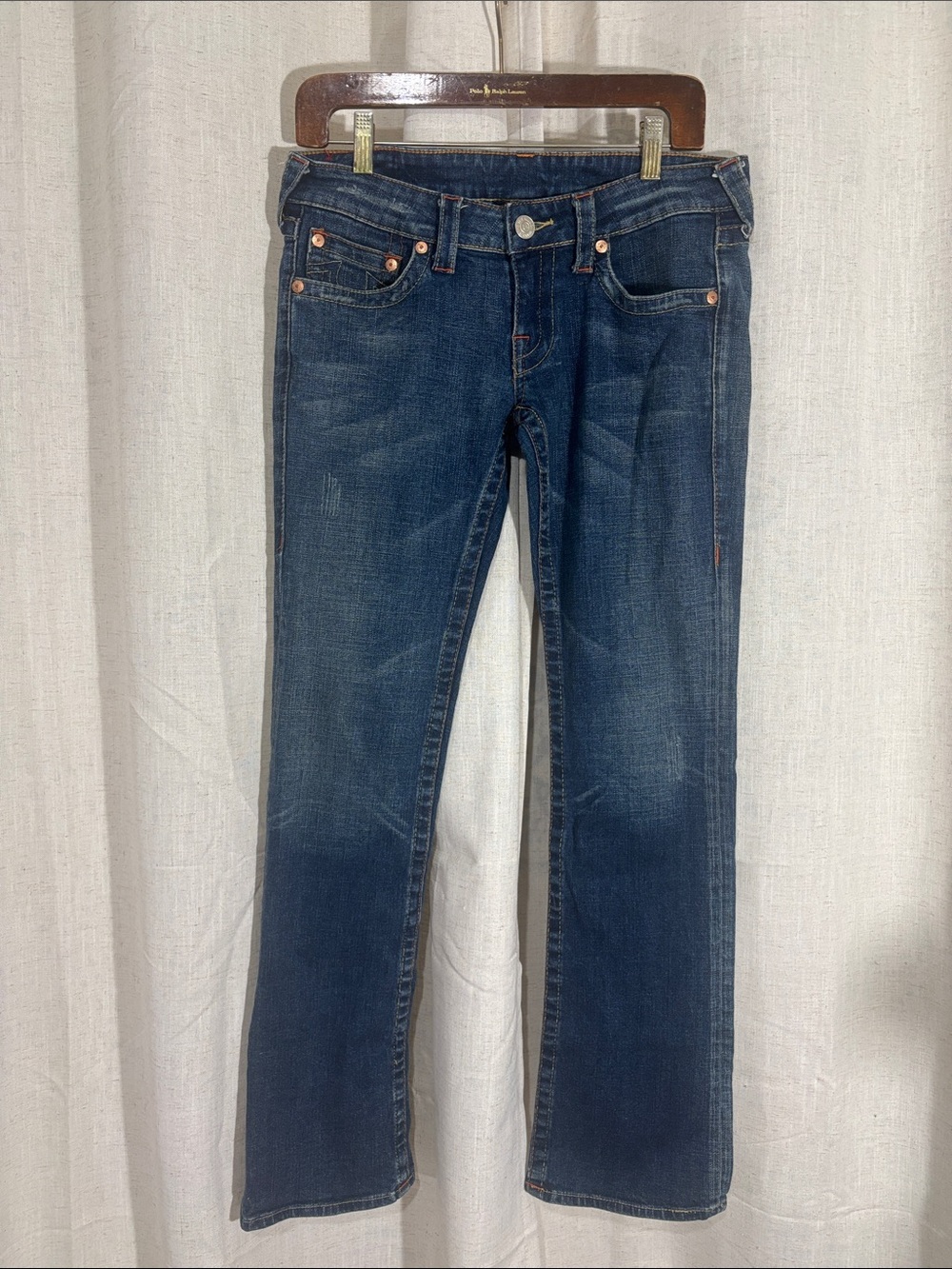 True Religion Classic Dark Blue Women's Low Rise Boot Cut Jeans